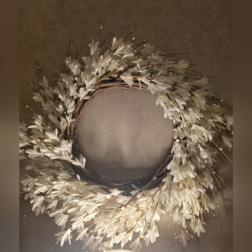 Set Of 2 Farmhouse 20inch Artificial Forsythia Flower Wreaths 22x22"